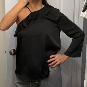 Zara Elegant Black One-Shoulder Top
